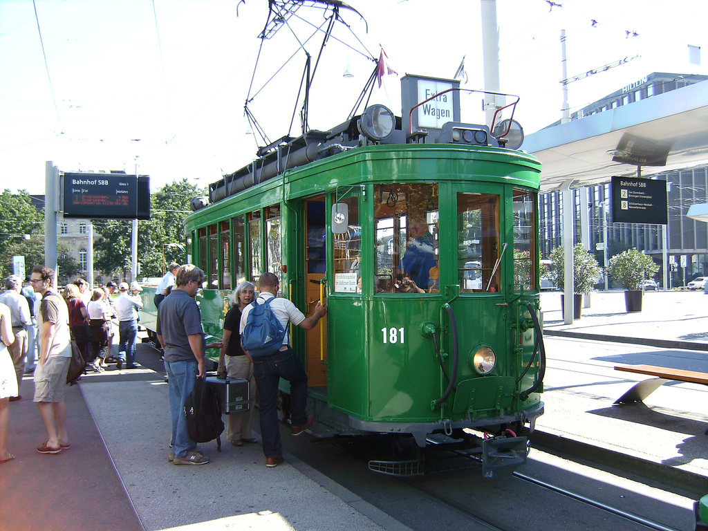 A local tram in Basel, Switzerland