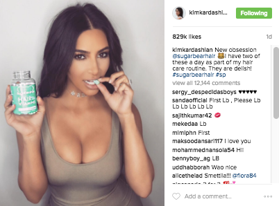 An example of an influencer marketing Instagram advert featuring Kim Kardashian