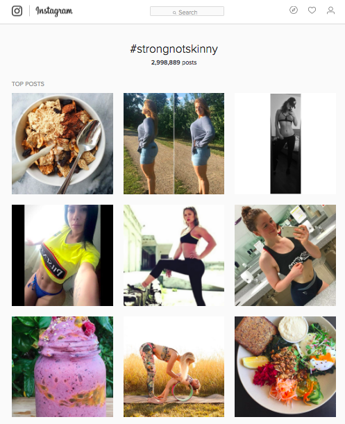 An example of the strong not skinny hashtag on instagram